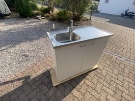 Chromstahlspühlbecken Franke mit Unterbau Schrank
